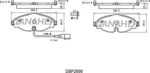 Danaher DBP2698 - Bremžu uzliku kompl., Disku bremzes ps1.lv