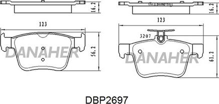 Danaher DBP2697 - Bremžu uzliku kompl., Disku bremzes ps1.lv