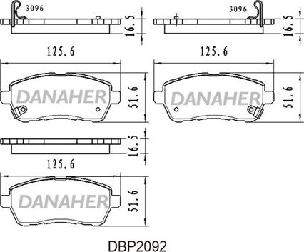 Danaher DBP2092 - Bremžu uzliku kompl., Disku bremzes ps1.lv