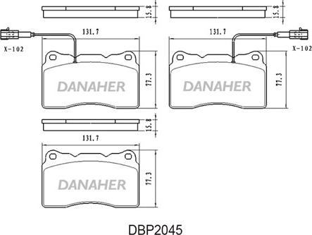 Danaher DBP2045 - Bremžu uzliku kompl., Disku bremzes ps1.lv