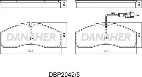 Danaher DBP2042/5 - Bremžu uzliku kompl., Disku bremzes ps1.lv