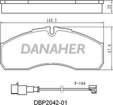 Danaher DBP2042-01 - Bremžu uzliku kompl., Disku bremzes ps1.lv