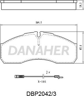 Danaher DBP2042/3 - Bremžu uzliku kompl., Disku bremzes ps1.lv