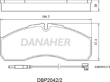 Danaher DBP2042/2 - Bremžu uzliku kompl., Disku bremzes ps1.lv