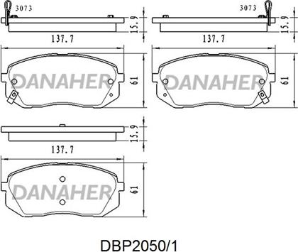 Danaher DBP2050/1 - Bremžu uzliku kompl., Disku bremzes ps1.lv