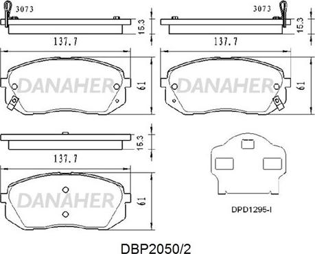 Danaher DBP2050/2 - Bremžu uzliku kompl., Disku bremzes ps1.lv