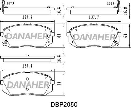 Danaher DBP2050 - Bremžu uzliku kompl., Disku bremzes ps1.lv