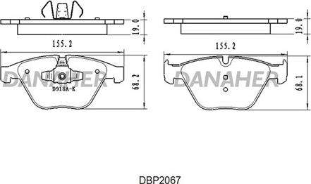 Danaher DBP2067 - Bremžu uzliku kompl., Disku bremzes ps1.lv