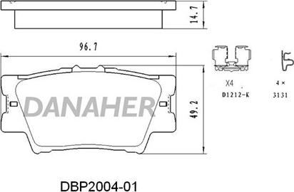 Danaher DBP2004-01 - Bremžu uzliku kompl., Disku bremzes ps1.lv