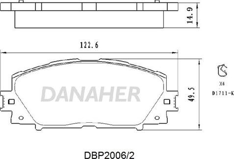 Danaher DBP2006/2 - Bremžu uzliku kompl., Disku bremzes ps1.lv