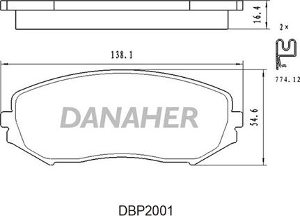 Danaher DBP2001 - Bremžu uzliku kompl., Disku bremzes ps1.lv