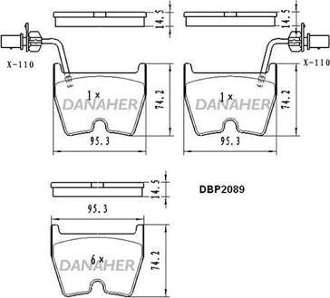 Danaher DBP2089 - Bremžu uzliku kompl., Disku bremzes ps1.lv