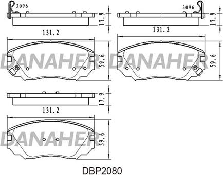 Danaher DBP2080 - Bremžu uzliku kompl., Disku bremzes ps1.lv