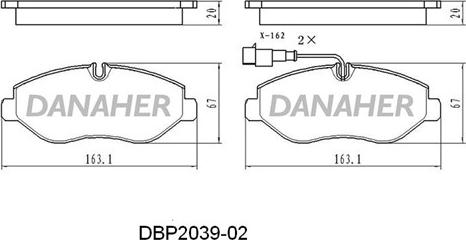 Danaher DBP2039-02 - Bremžu uzliku kompl., Disku bremzes ps1.lv