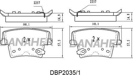 Danaher DBP2035/1 - Bremžu uzliku kompl., Disku bremzes ps1.lv