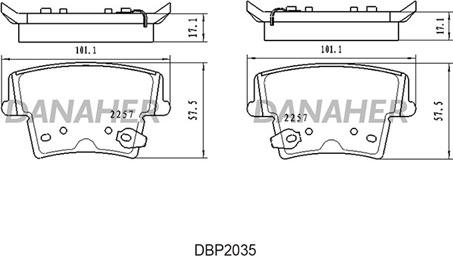 Danaher DBP2035 - Bremžu uzliku kompl., Disku bremzes ps1.lv