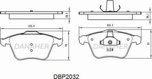 Danaher DBP2032 - Bremžu uzliku kompl., Disku bremzes ps1.lv