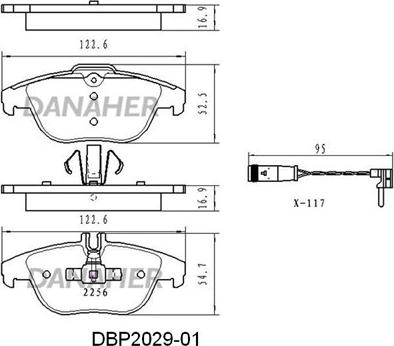 Danaher DBP2029-01 - Bremžu uzliku kompl., Disku bremzes ps1.lv