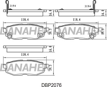 Danaher DBP2076 - Bremžu uzliku kompl., Disku bremzes ps1.lv