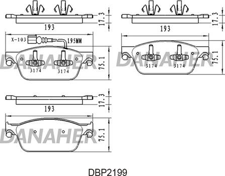 Danaher DBP2199 - Bremžu uzliku kompl., Disku bremzes ps1.lv