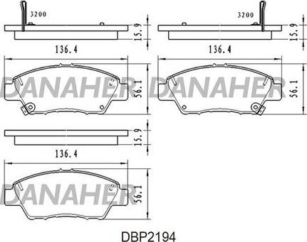 Danaher DBP2194 - Bremžu uzliku kompl., Disku bremzes ps1.lv