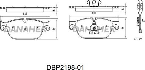 Danaher DBP2198-01 - Bremžu uzliku kompl., Disku bremzes ps1.lv
