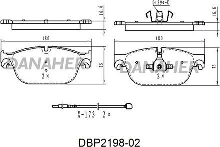 Danaher DBP2198-02 - Bremžu uzliku kompl., Disku bremzes ps1.lv