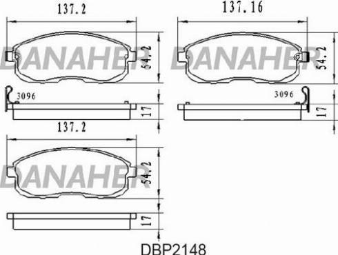 Danaher DBP2148 - Bremžu uzliku kompl., Disku bremzes ps1.lv