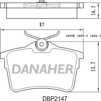 Danaher DBP2147 - Bremžu uzliku kompl., Disku bremzes ps1.lv