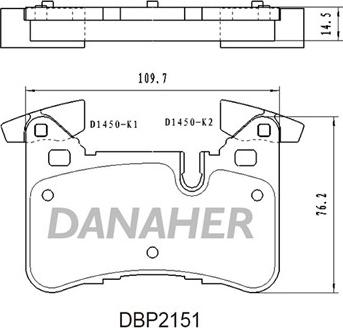 Danaher DBP2151 - Bremžu uzliku kompl., Disku bremzes ps1.lv