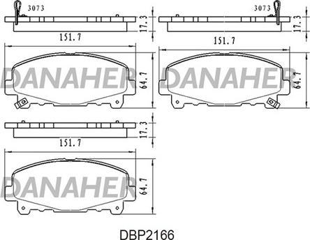 Danaher DBP2166 - Bremžu uzliku kompl., Disku bremzes ps1.lv