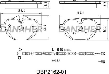 Danaher DBP2162-01 - Bremžu uzliku kompl., Disku bremzes ps1.lv