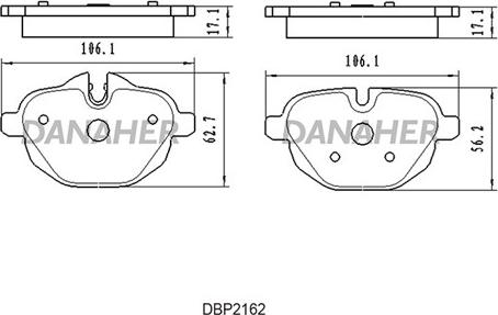 Danaher DBP2162 - Bremžu uzliku kompl., Disku bremzes ps1.lv