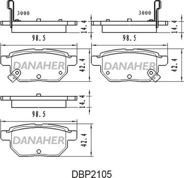 Danaher DBP2105 - Bremžu uzliku kompl., Disku bremzes ps1.lv