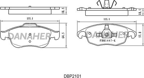 Danaher DBP2101 - Bremžu uzliku kompl., Disku bremzes ps1.lv