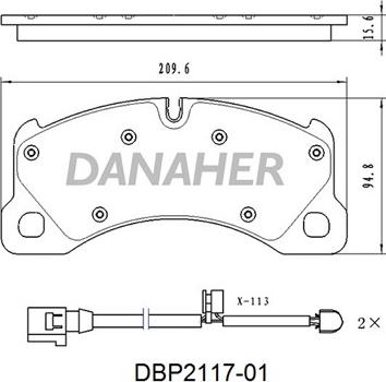 Danaher DBP2117-01 - Bremžu uzliku kompl., Disku bremzes ps1.lv