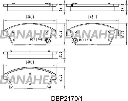 Danaher DBP2170/1 - Bremžu uzliku kompl., Disku bremzes ps1.lv