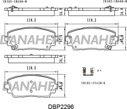 Danaher DBP2296 - Bremžu uzliku kompl., Disku bremzes ps1.lv