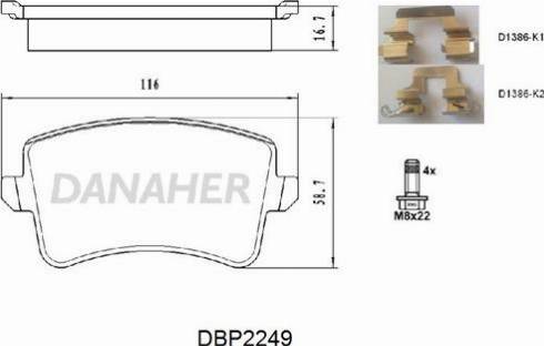 Danaher DBP2249 - Bremžu uzliku kompl., Disku bremzes ps1.lv