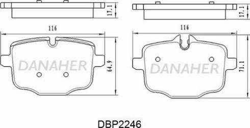 Danaher DBP2246 - Bremžu uzliku kompl., Disku bremzes ps1.lv