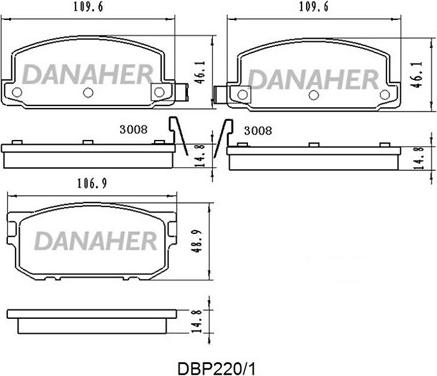 Danaher DBP220/1 - Bremžu uzliku kompl., Disku bremzes ps1.lv