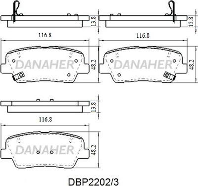 Danaher DBP2202/3 - Bremžu uzliku kompl., Disku bremzes ps1.lv