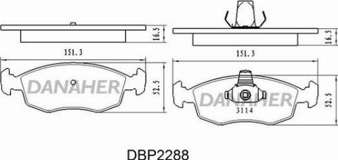 Danaher DBP2288 - Bremžu uzliku kompl., Disku bremzes ps1.lv