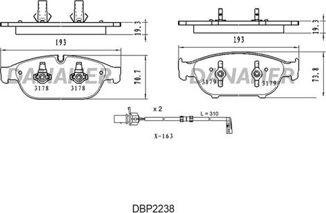 Danaher DBP2238 - Bremžu uzliku kompl., Disku bremzes ps1.lv