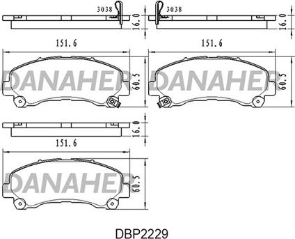 Danaher DBP2229 - Bremžu uzliku kompl., Disku bremzes ps1.lv