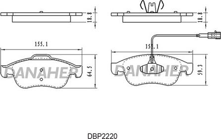 Danaher DBP2220 - Bremžu uzliku kompl., Disku bremzes ps1.lv