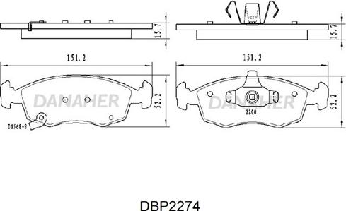 Danaher DBP2274 - Bremžu uzliku kompl., Disku bremzes ps1.lv