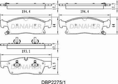 Danaher DBP2275/1 - Bremžu uzliku kompl., Disku bremzes ps1.lv