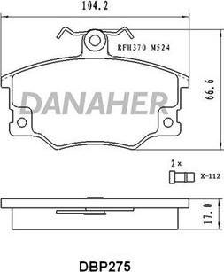 Danaher DBP275 - Bremžu uzliku kompl., Disku bremzes ps1.lv