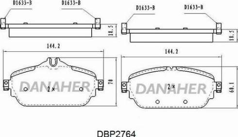 Danaher DBP2764 - Bremžu uzliku kompl., Disku bremzes ps1.lv